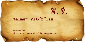 Malmer Vitális névjegykártya